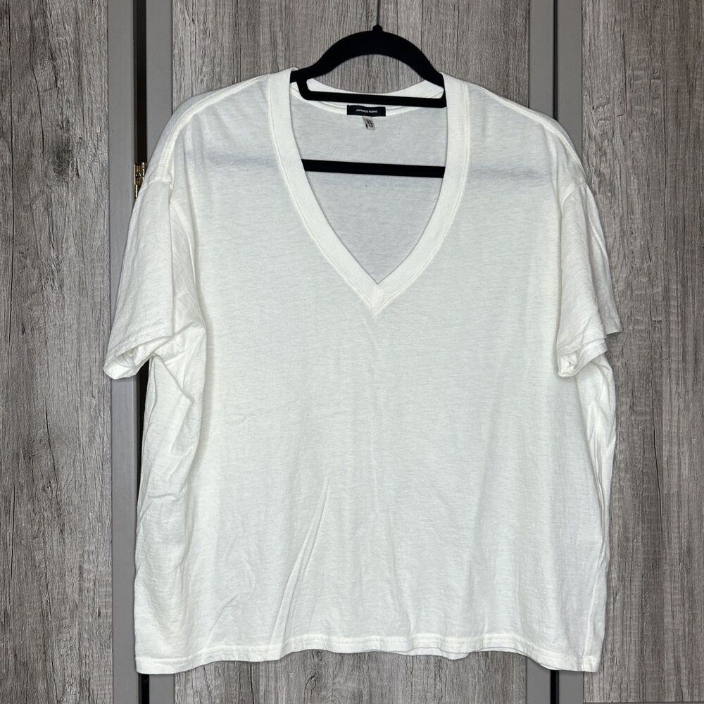 R13 T-shirt Boxy Relaxed Cashmere V-Neck Short Sleeves